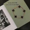 High-Version VCA Van Cleef & Arpels Black Onyx Four-Leaf Clover Five-Petal Bracelet, 18K Gold Plated on Imported Sterling Silver, Brilliant Diamonds, Elegant Rhombus Clasp