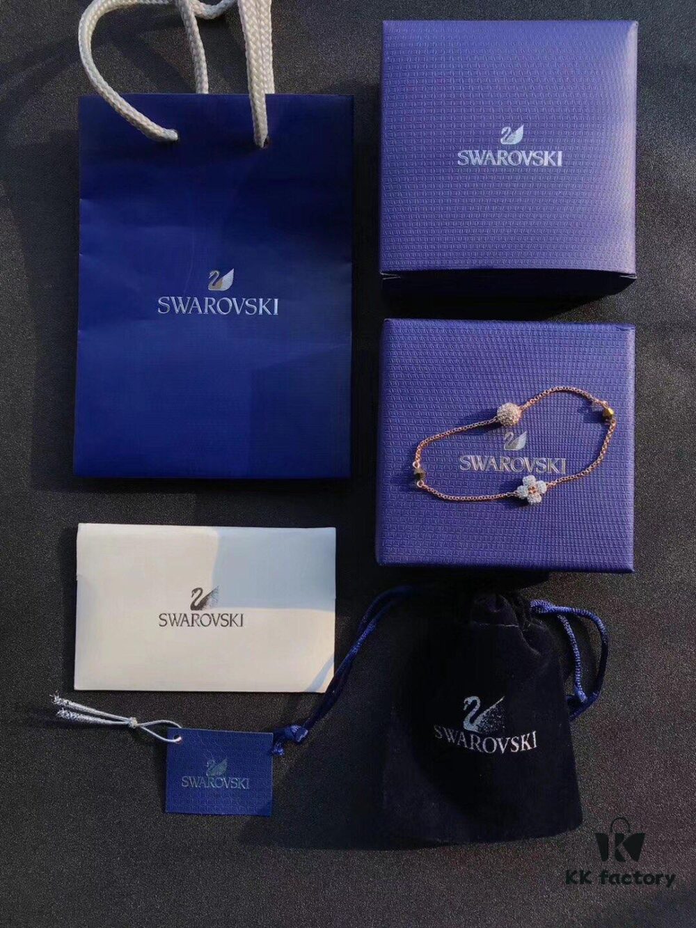 Swarovski Lucky Clover Bracelet, Black and White Crystal Design with Magnetic Clasp