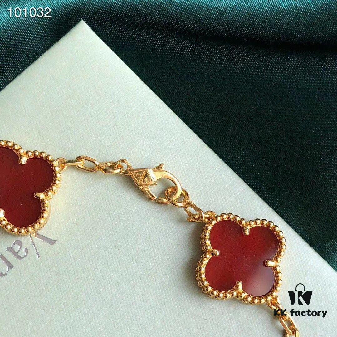 Van Cleef & Arpels VCA Four-Leaf Clover Five-Petal Bracelet, High-Quality Replica, 925 Silver Plated with 18K Gold