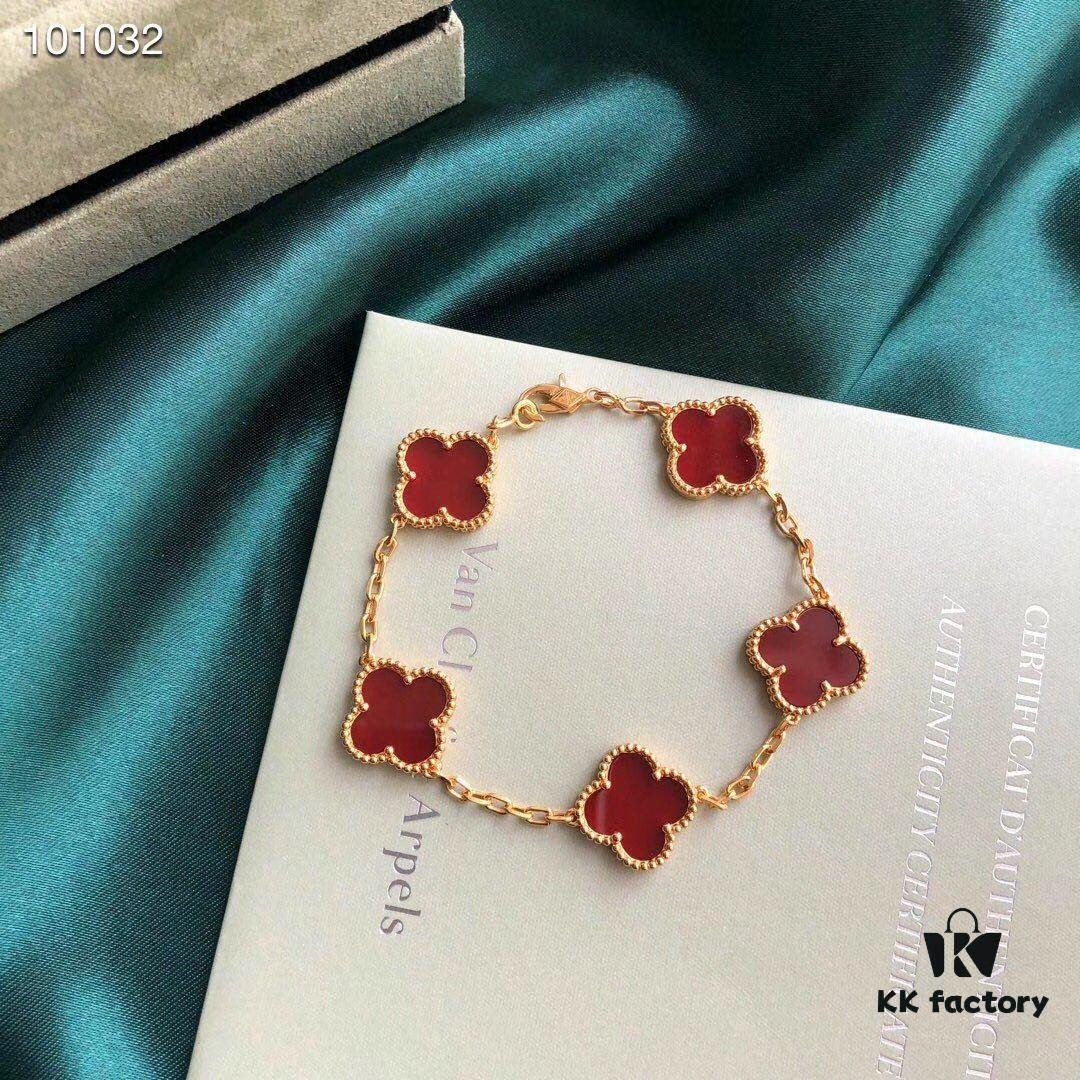 Van Cleef & Arpels VCA Four-Leaf Clover Five-Petal Bracelet, High-Quality Replica, 925 Silver Plated with 18K Gold