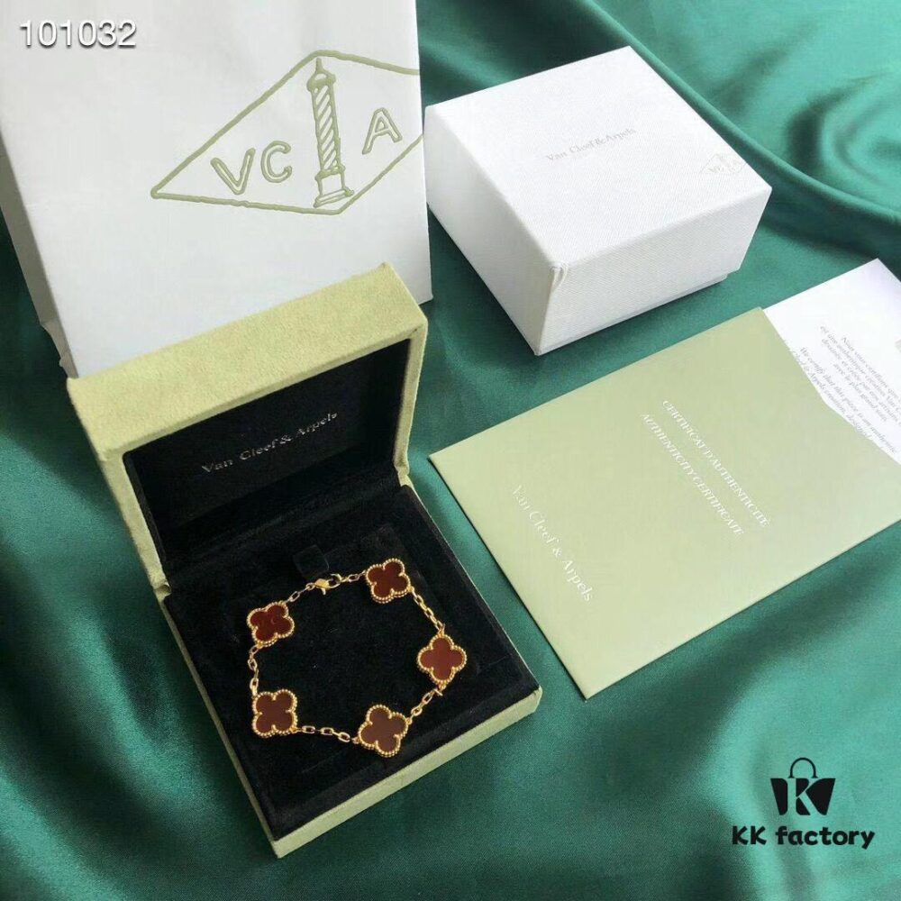 Van Cleef & Arpels VCA Four-Leaf Clover Five-Petal Bracelet, High-Quality Replica, 925 Silver Plated with 18K Gold