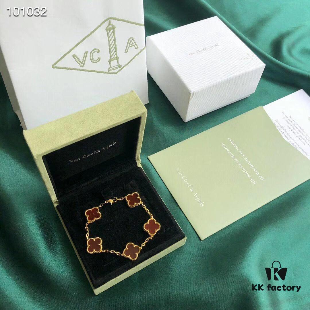Van Cleef & Arpels VCA Four-Leaf Clover Five-Petal Bracelet, High-Quality Replica, 925 Silver Plated with 18K Gold