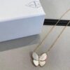 Clover VCA Large Butterfly Necklace with Mother-of-Pearl and Hand-Set Diamonds in Sterling Silver