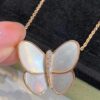Clover VCA Large Butterfly Necklace with Mother-of-Pearl and Hand-Set Diamonds in Sterling Silver