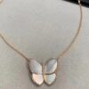 Clover VCA Large Butterfly Necklace with Mother-of-Pearl and Hand-Set Diamonds in Sterling Silver