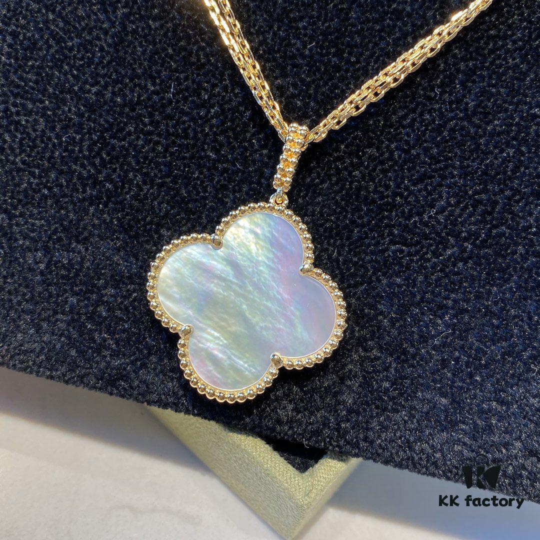 Large Clover, Iridescent White Mother of Pearl