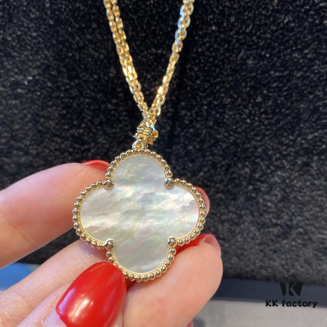 Large Clover, Iridescent White Mother of Pearl