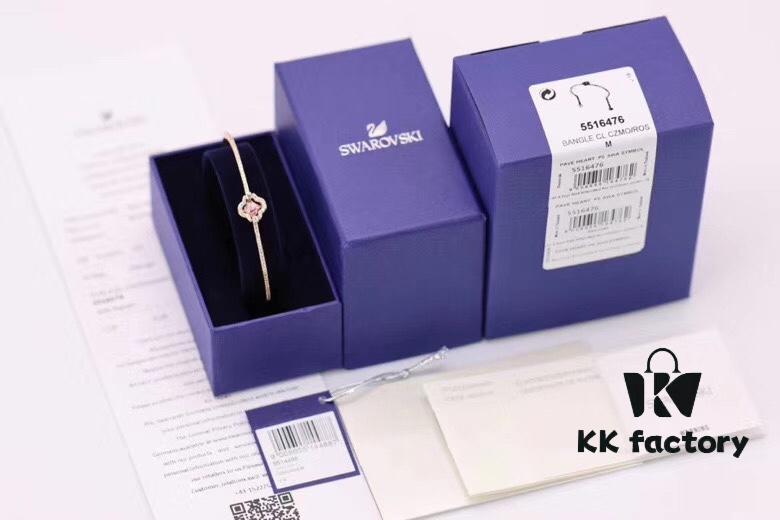 Swarovski Pink Crystal Clover with Dancing Heart Bracelet