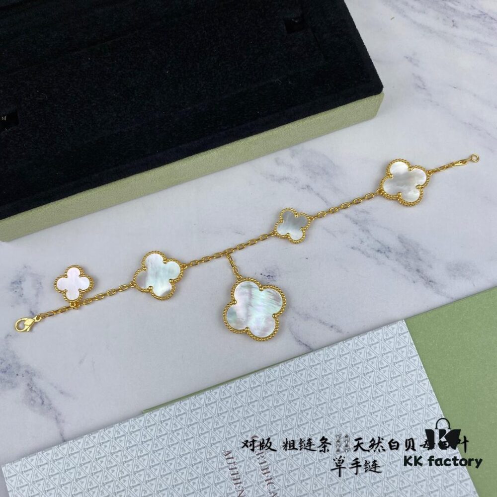 Newly Upgraded Version 1:1 High-End Custom 925 Sterling Silver VCA Five-Petal Clover Bracelet Limited Edition