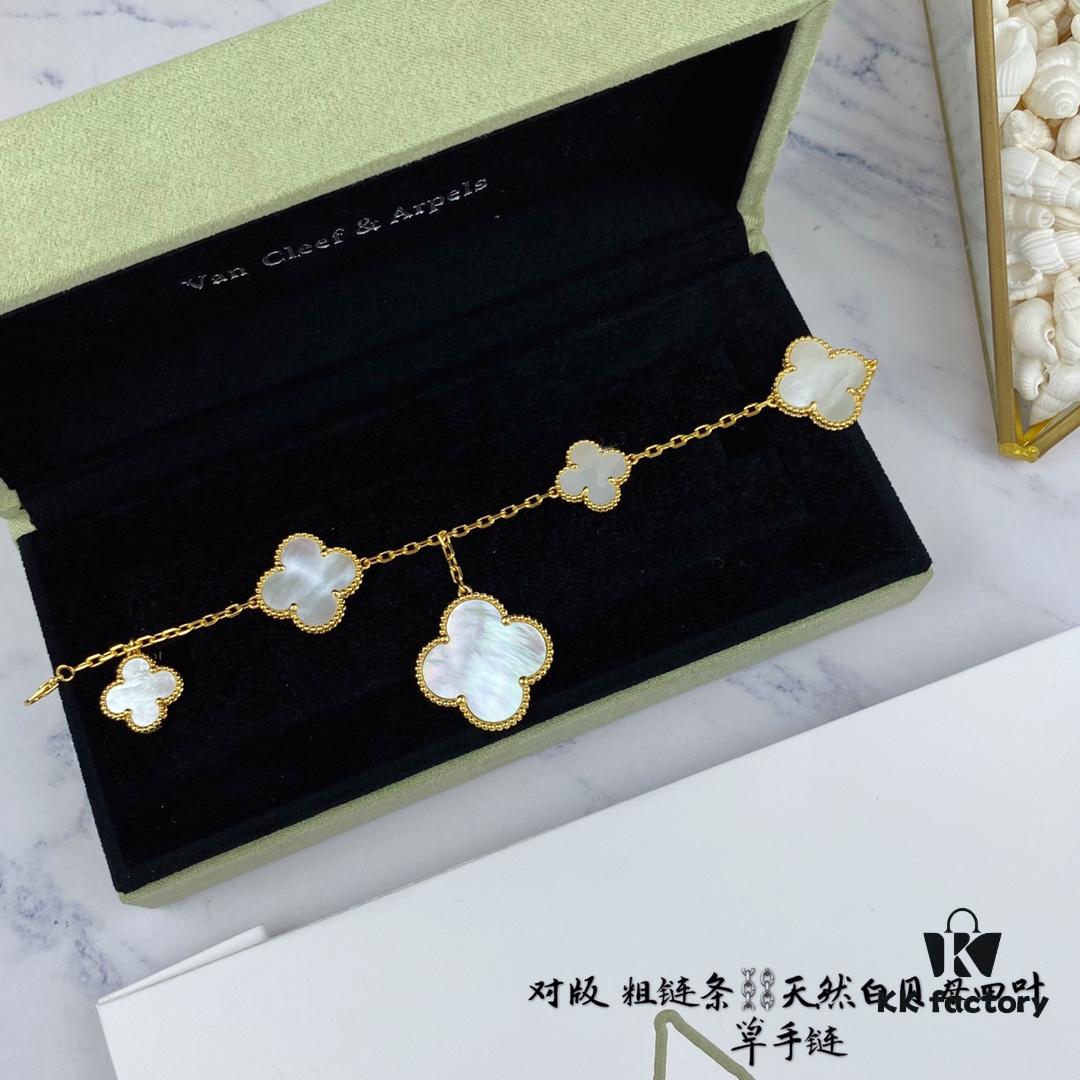 Newly Upgraded Version 1:1 High-End Custom 925 Sterling Silver VCA Five-Petal Clover Bracelet Limited Edition