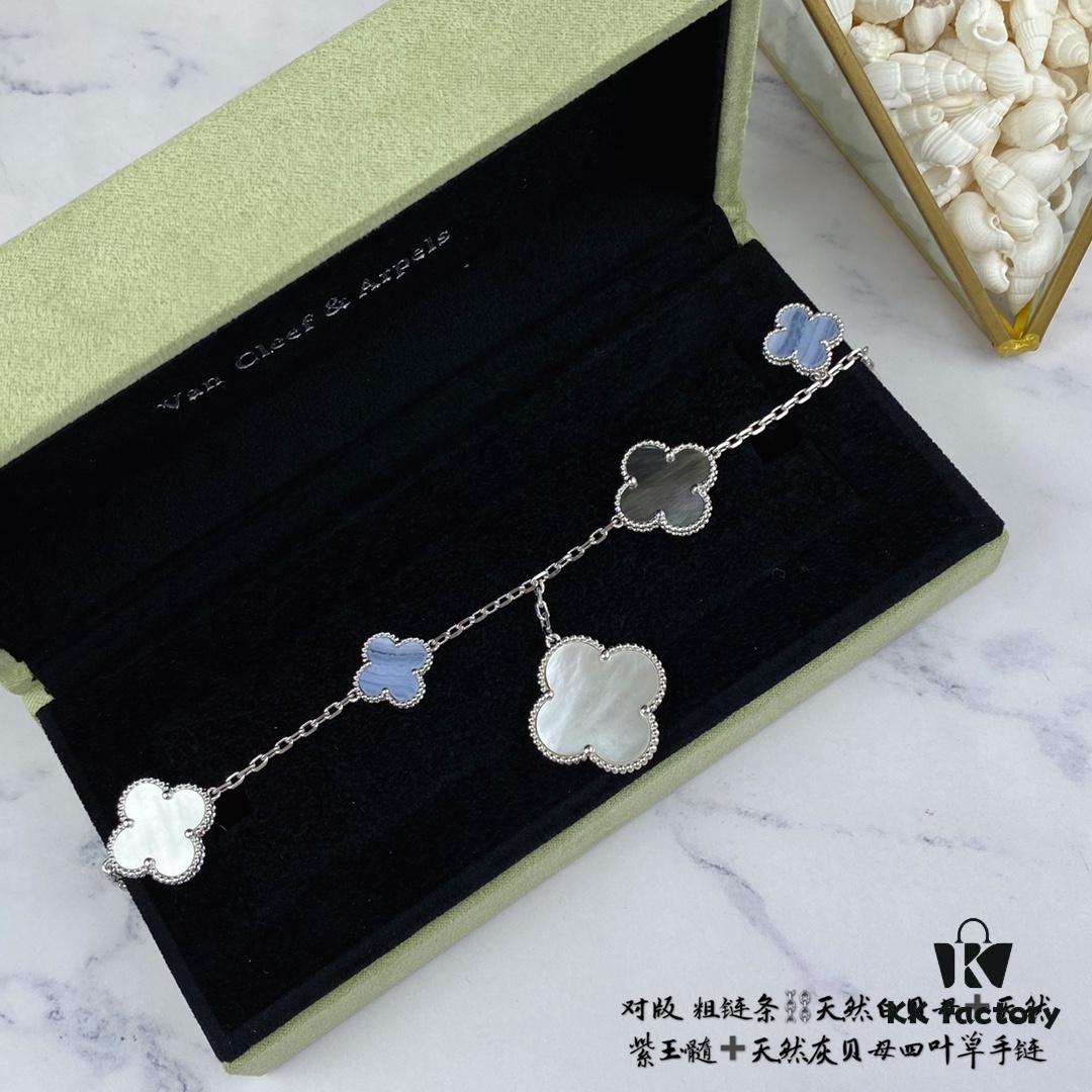 Newly Upgraded Version 1:1 High-End Custom 925 Sterling Silver VCA Five-Petal Clover Bracelet Limited Edition