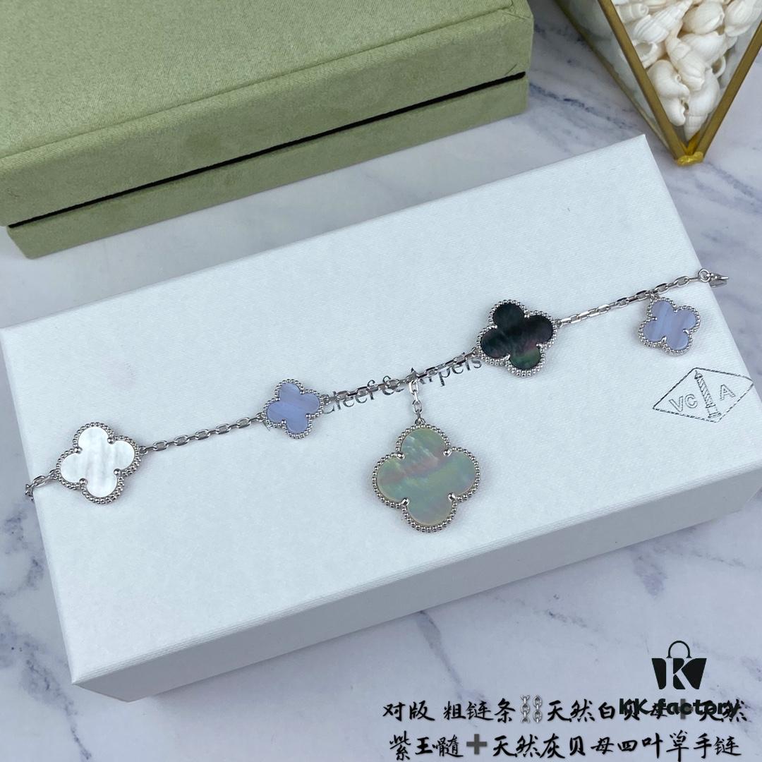Newly Upgraded Version 1:1 High-End Custom 925 Sterling Silver VCA Five-Petal Clover Bracelet Limited Edition