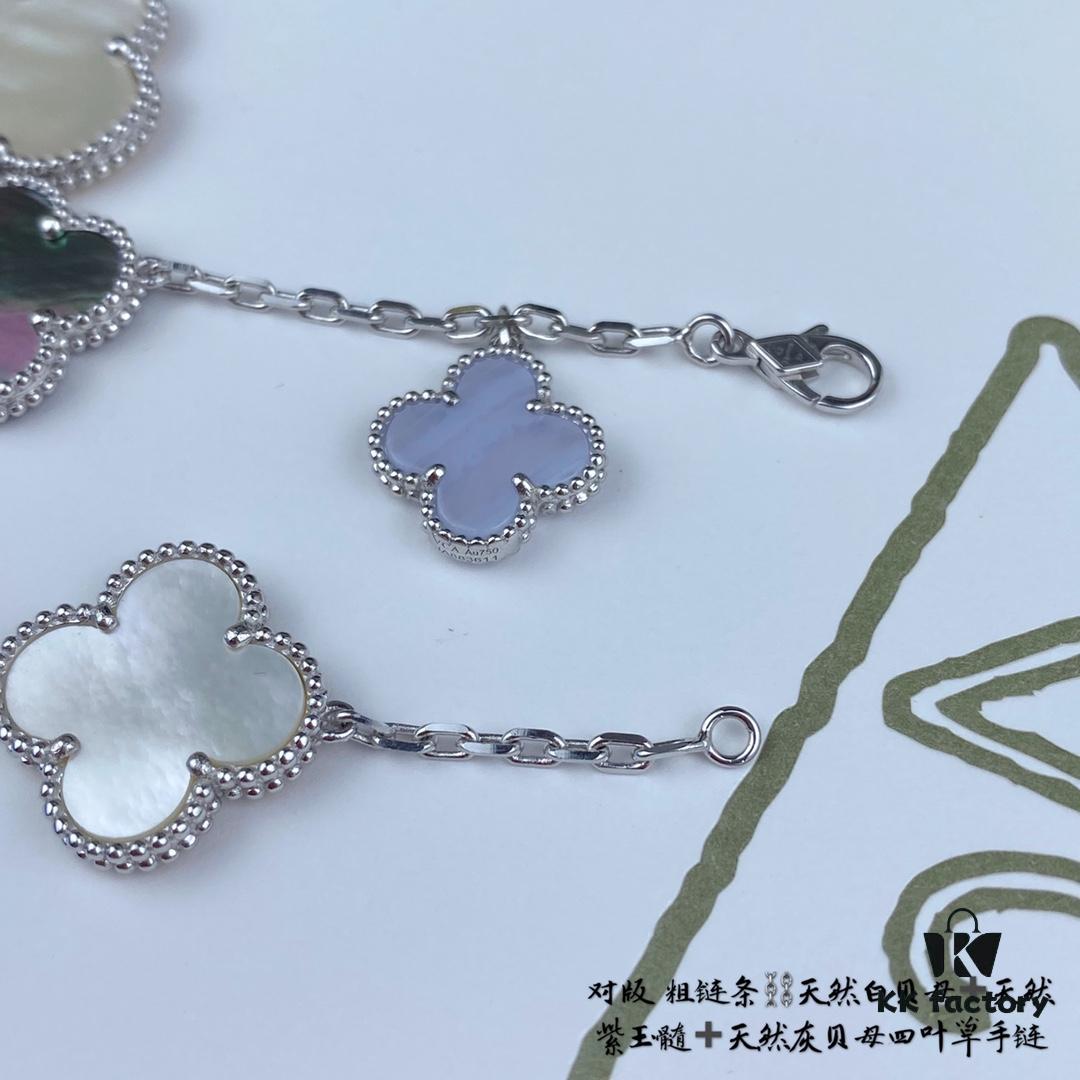 Newly Upgraded Version 1:1 High-End Custom 925 Sterling Silver VCA Five-Petal Clover Bracelet Limited Edition
