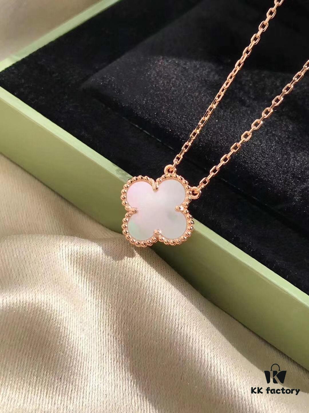 Van Cleef & Arpels VCA Single Flower Pearl Mother-of-Pearl Necklace in Silver Plated with Gold