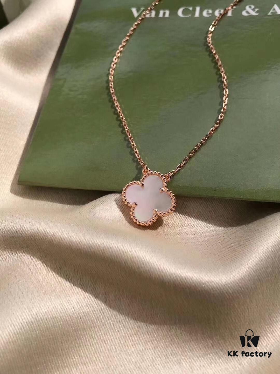 Van Cleef & Arpels VCA Single Flower Pearl Mother-of-Pearl Necklace in Silver Plated with Gold
