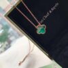 Van Cleef & Arpels VCA Single Flower Green Malachite Necklace (Silver Plated with K-Gold)