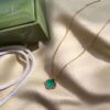 Van Cleef & Arpels VCA Single Flower Green Malachite Necklace (Silver Plated with K-Gold)