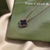 Van Cleef & Arpels VCA Alhambra Black Onyx Necklace in Silver Plated with Gold