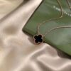 Van Cleef & Arpels VCA Alhambra Black Onyx Necklace in Silver Plated with Gold