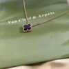 Van Cleef & Arpels VCA Alhambra Black Onyx Necklace in Silver Plated with Gold