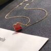 Van Cleef & Arpels VCA Single Flower Carnelian Necklace in Silver Plated with K-Gold