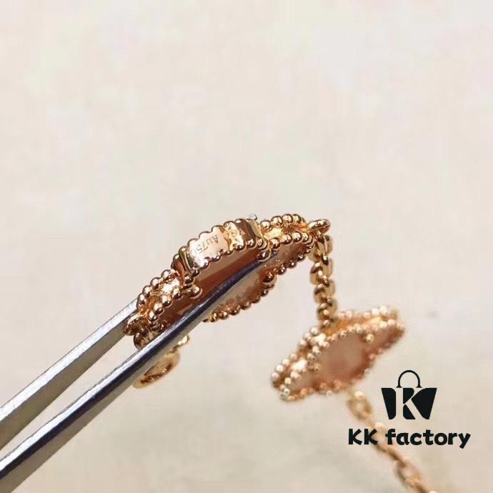 VCA Van Cleef & Arpels Natural Pink Mother-of-Pearl Five-Flower Bracelet