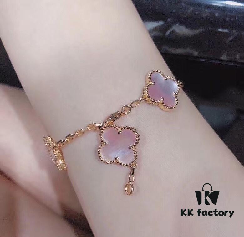 VCA Van Cleef & Arpels Natural Pink Mother-of-Pearl Five-Flower Bracelet