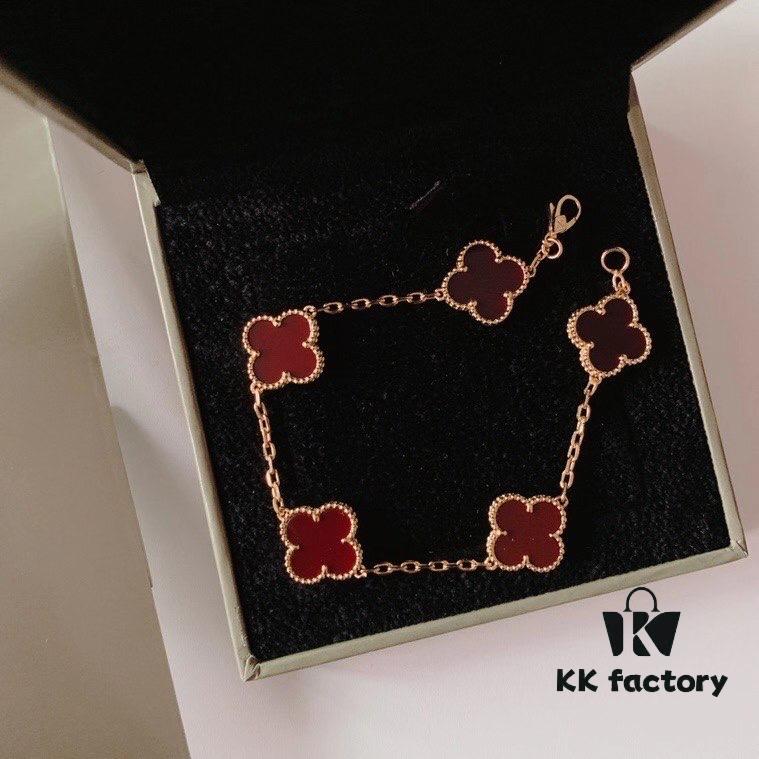 VCA Four-Leaf Clover Five-Petal Bracelet, Top-Tier Craftsmanship in Pure Silver