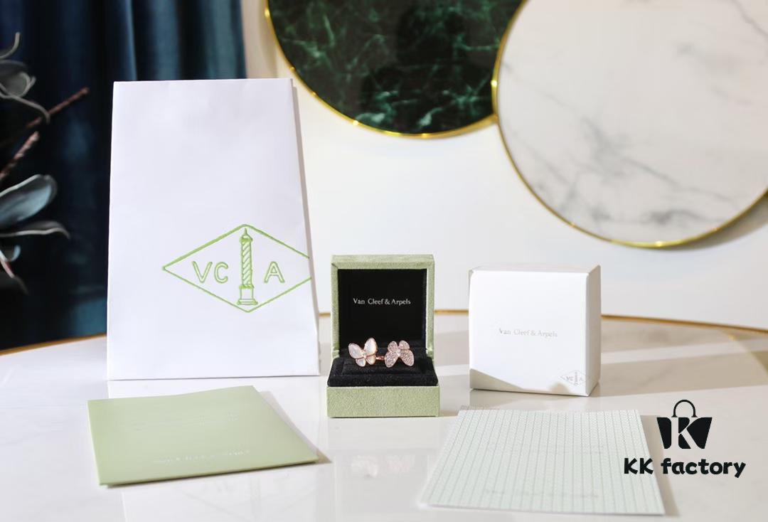 Van Cleef & Arpels Two Butterfly Series Butterfly Mother-of-Pearl Full Diamond Ring