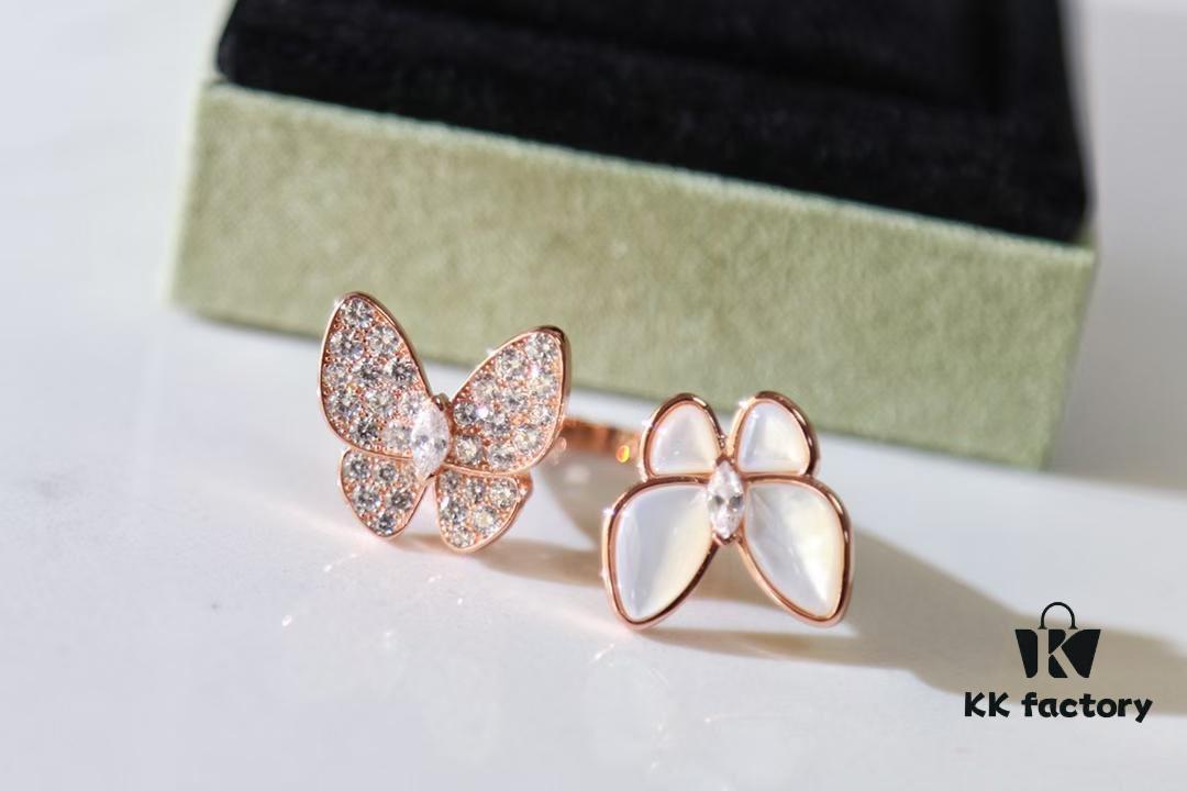 Van Cleef & Arpels Two Butterfly Series Butterfly Mother-of-Pearl Full Diamond Ring