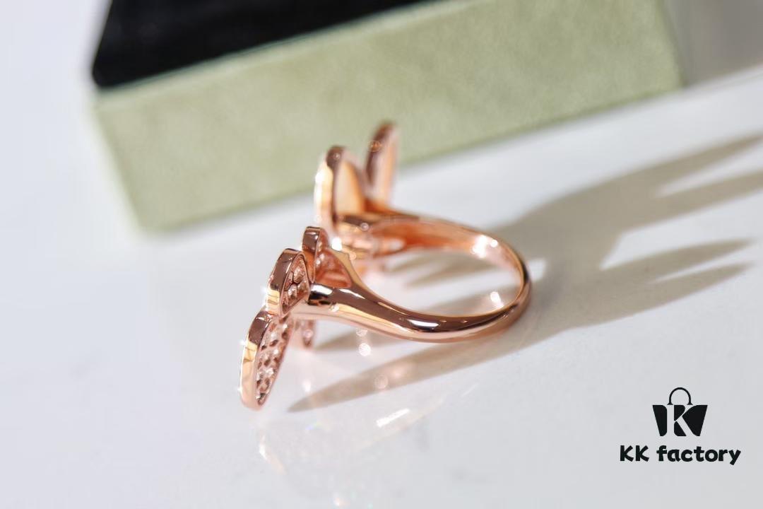 Van Cleef & Arpels Two Butterfly Series Butterfly Mother-of-Pearl Full Diamond Ring