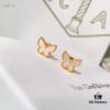 New Color  ️ Van Cleef & Arpels Alhambra Small Butterfly Stud Earrings, 925 Silver Version, Original Mold Design, Internal Data Processing, Identical in Shape, Size, Weight and Color to Boutique Authentic Version – Made of 925 Sterling Silver with Vacuum Electroplated 18K Gold, Pendant: 0.9cm