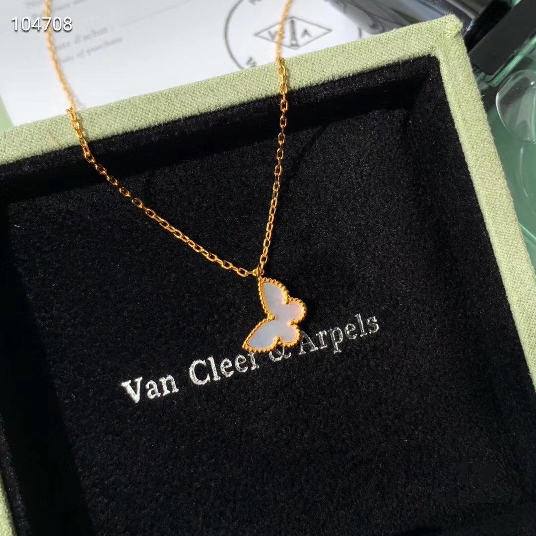 New Color  ️ Van Cleef & Arpels Alhambra Small Butterfly Necklace, 925 Silver Version, Original Mould, Vacuum Plated with 18K Gold, 45cm Chain Length, 0.9cm Pendant