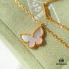 New Color  ️ Van Cleef & Arpels Alhambra Small Butterfly Necklace, 925 Silver Version, Original Mould, Vacuum Plated with 18K Gold, 45cm Chain Length, 0.9cm Pendant
