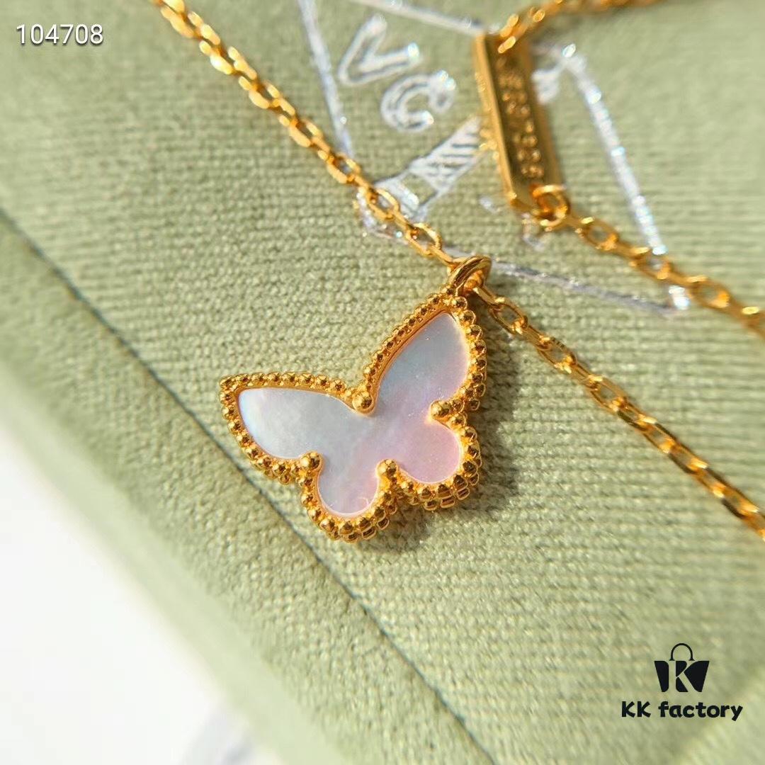 New Color  ️ Van Cleef & Arpels Alhambra Small Butterfly Necklace, 925 Silver Version, Original Mould, Vacuum Plated with 18K Gold, 45cm Chain Length, 0.9cm Pendant