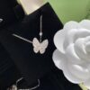 Van Cleef & Arpels Two Butterfly Diamond Collar Necklace, S925 Silver with Hand-Set Brilliant Diamonds