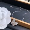 Van Cleef & Arpels Two Butterfly Diamond Collar Necklace, S925 Silver with Hand-Set Brilliant Diamonds