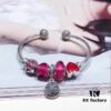 Pandora Enamel Clover Pendant with Sparkling Diamond Bracelet in Passionate Rose Red - New Arrival