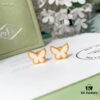 New Color  ️ Van Cleef & Arpels Alhambra Small Butterfly Stud Earrings, 925 Silver Version, Original Mold Design, Internal Data Processing, Identical in Shape, Size, Weight and Color to Boutique Authentic Version – Made of 925 Sterling Silver with Vacuum Electroplated 18K Gold, Pendant: 0.9cm