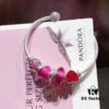 Pandora Enamel Clover Pendant with Sparkling Diamond Bracelet in Passionate Rose Red - New Arrival
