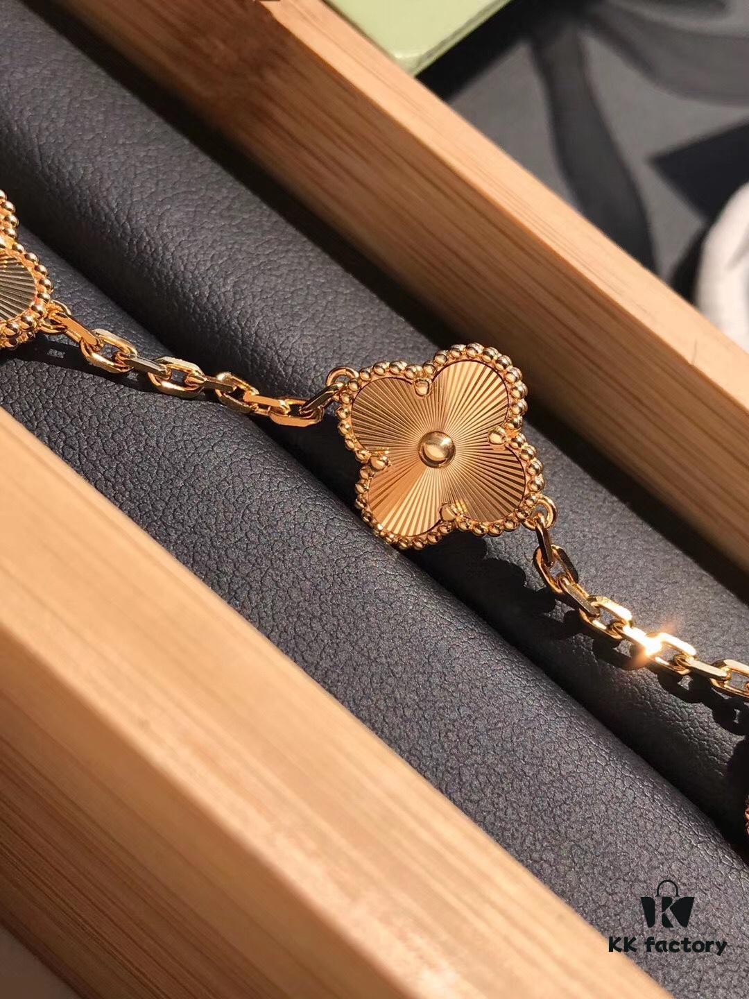 Van Cleef & Arpels Vintage Alhambra Limited Edition Five-Flower Bracelet, S925 Silver with Thick 18K Gold Plating