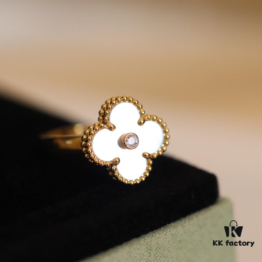 In-Stock Release: Red Carnelian, Malachite, Black Onyx, White Mother-of-Pearl — [VC@ Clover Diamond Ring]