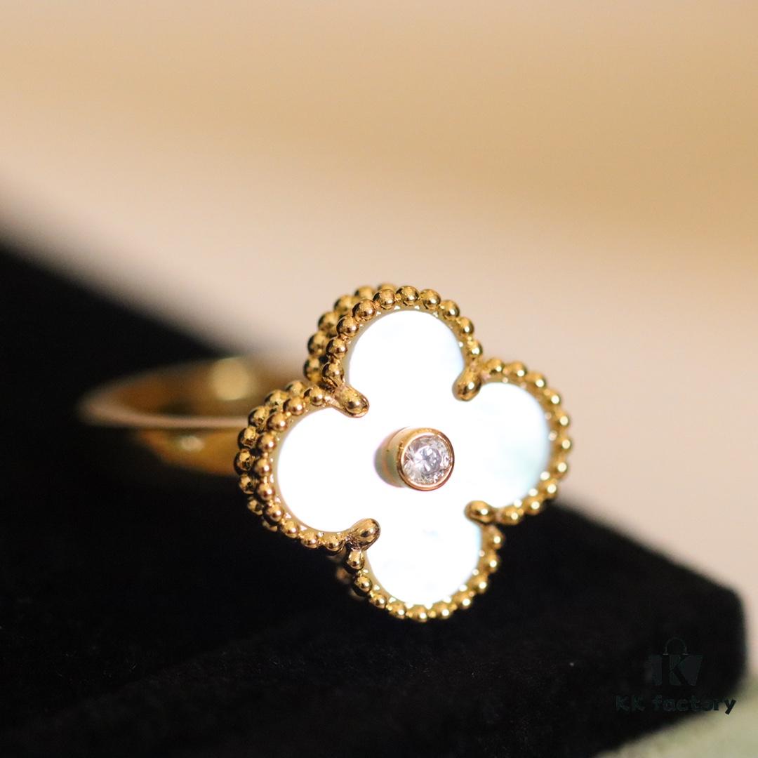 In-Stock Release: Red Carnelian, Malachite, Black Onyx, White Mother-of-Pearl — [VC@ Clover Diamond Ring]