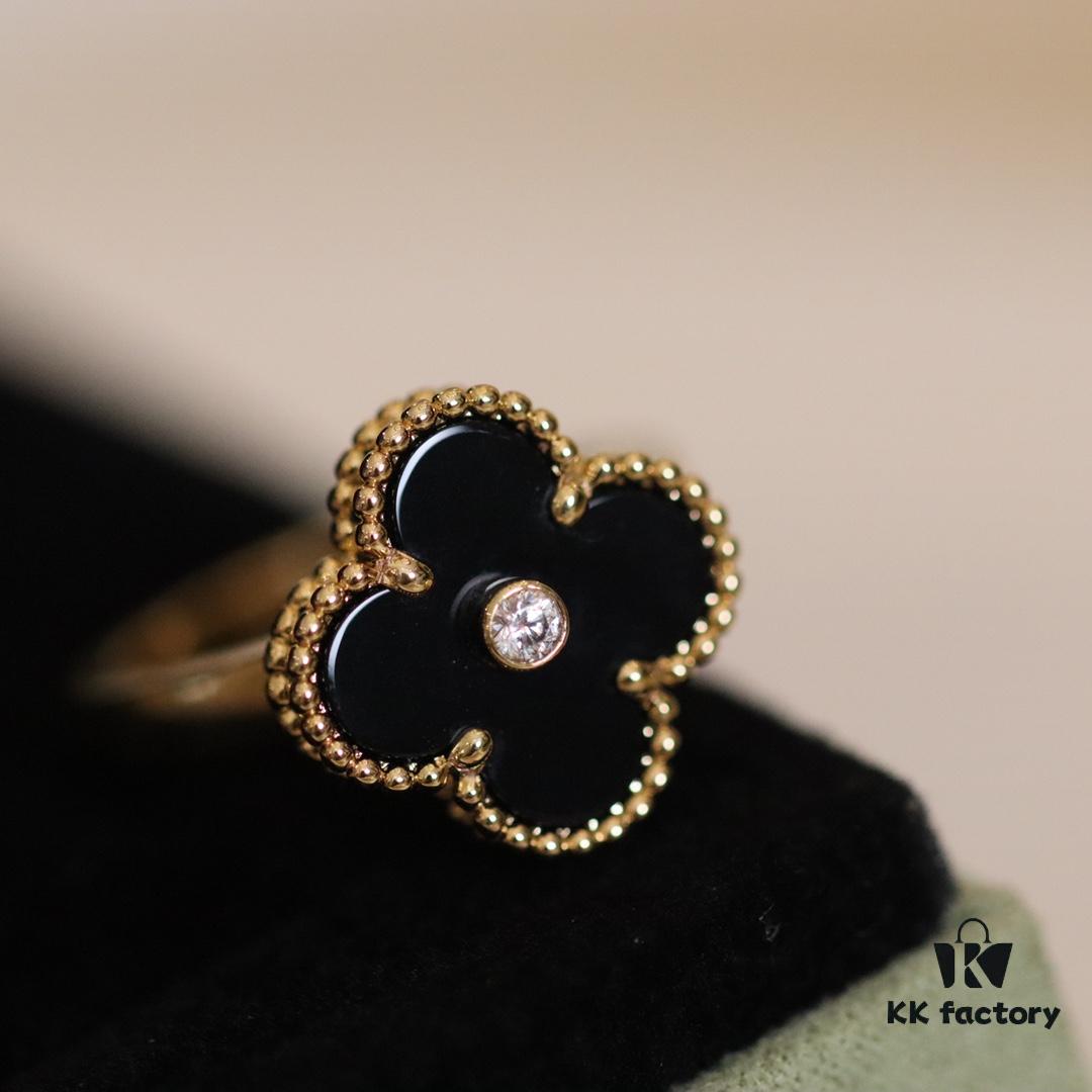 In-Stock Release: Red Carnelian, Malachite, Black Onyx, White Mother of Pearl — VC@ Clover Diamond Ring