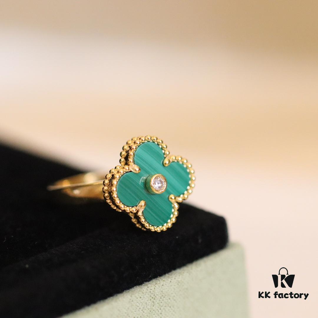 In-Stock Release: Red Carnelian, Malachite, Black Onyx, White Mother-of-Pearl —【VC@ Clover Diamond Ring】