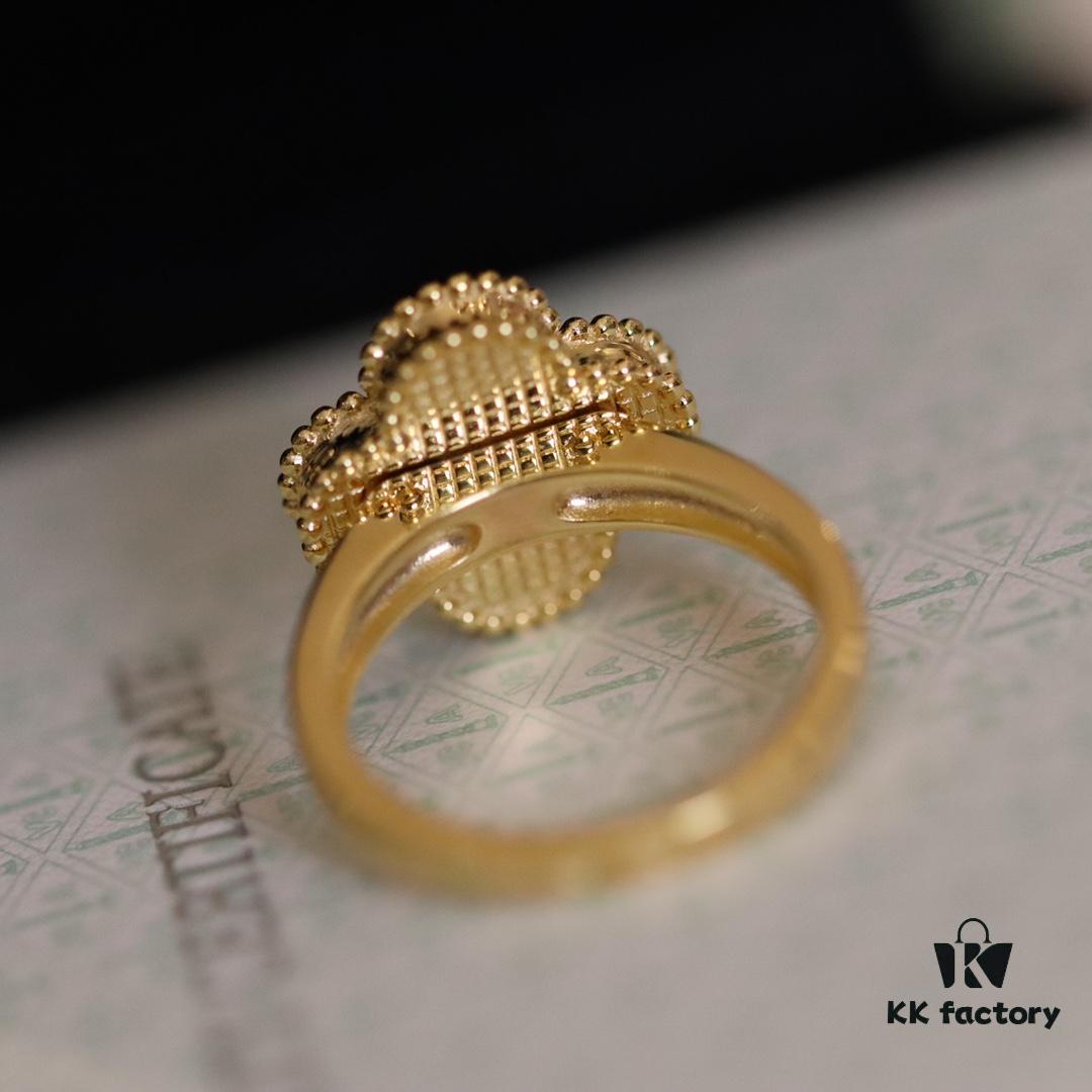 In-Stock Release: Red Carnelian, Malachite, Black Onyx, White Mother-of-Pearl —【VC@ Clover Diamond Ring】