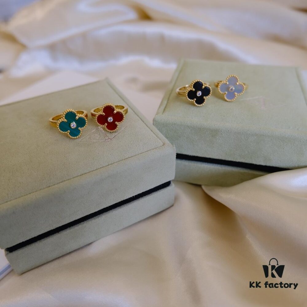 In-Stock Release: Red Carnelian, Malachite, Black Onyx, White Mother-of-Pearl — [VC@ Clover Diamond Ring]