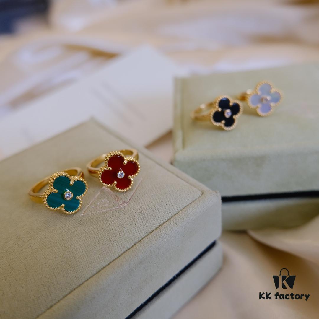 In-Stock Release: Red Carnelian, Malachite, Black Onyx, White Mother-of-Pearl — [VC@ Clover Diamond Ring]