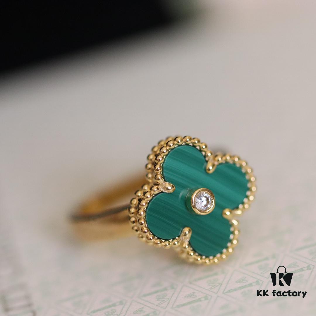 In-Stock Release: Red Carnelian, Malachite, Black Onyx, White Mother-of-Pearl —【VC@ Clover Diamond Ring】