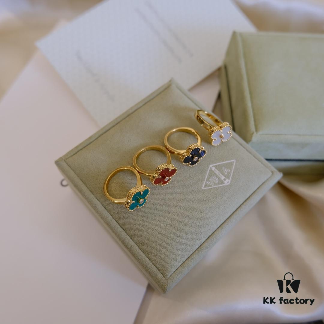 In-Stock Release: Red Carnelian, Malachite, Black Onyx, White Mother-of-Pearl — [VC@ Clover Diamond Ring]